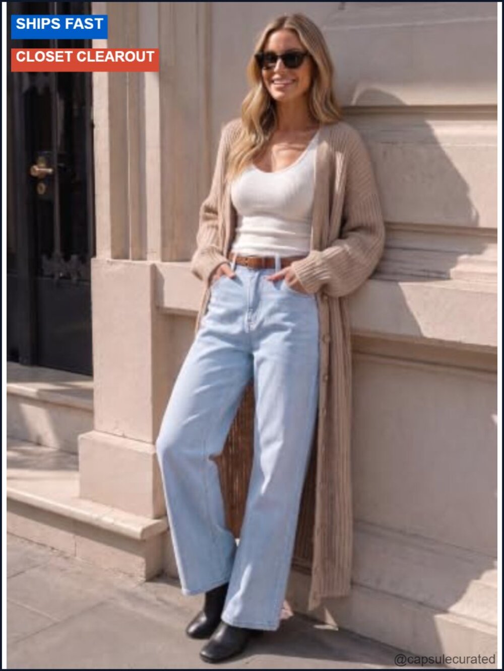Wide Leg Jeans for Women High Waisted Stretchy Boyfriend Denim Pants with - Picture 4 of 6
